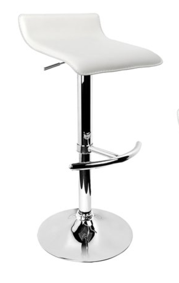 Stool - Bar - Low Back - White and Chrome