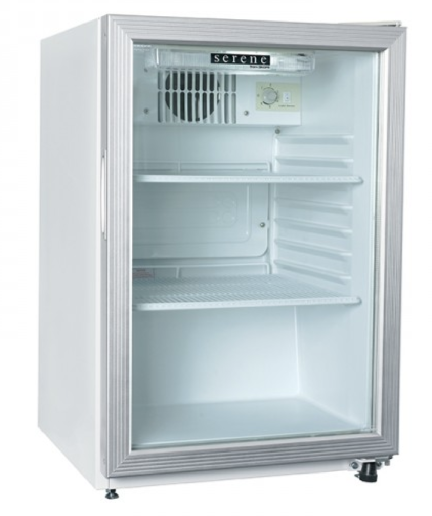 Bar Fridge - White & Silver - Glass Door