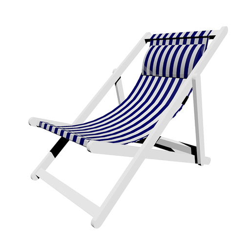 [Stock] Chair - Deck - Blue and White Striped